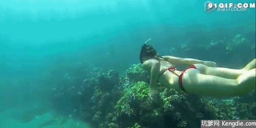 女子海底潜水gif动态图片