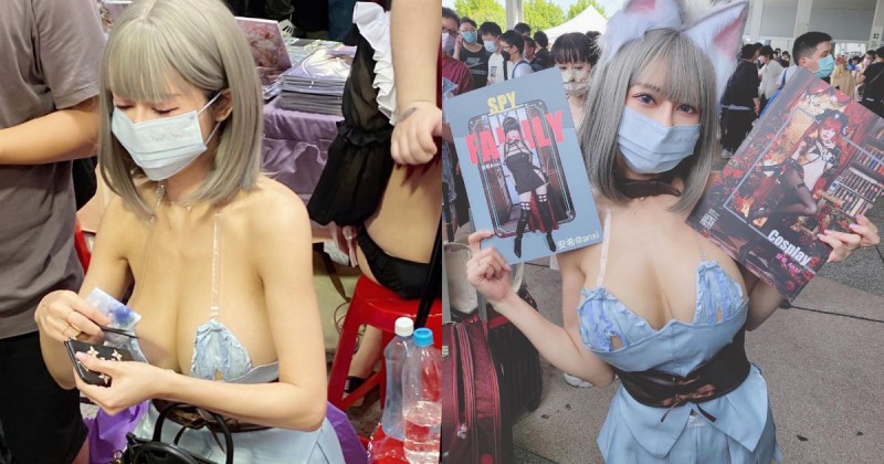 動漫祭驚見「巨乳Coser」呼之欲出　細肩帶小背心快要撐不住！