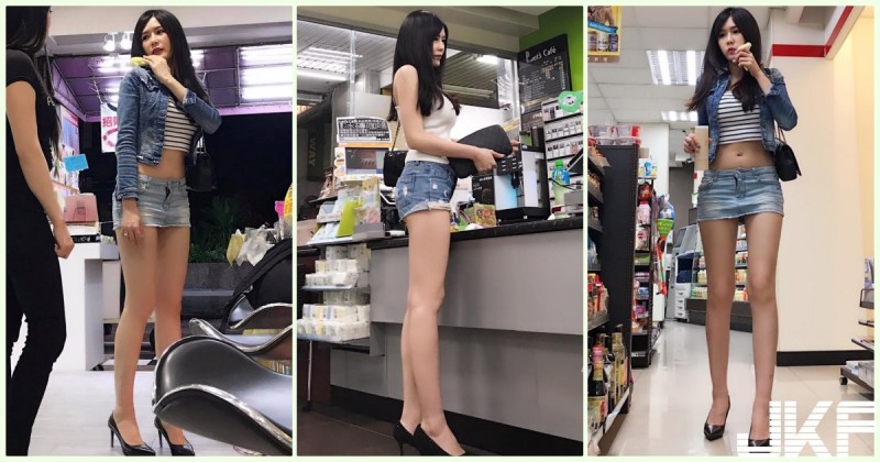 超誘惑「7-11長腿辣妹」終於被神到了！逆天的「雪白大腿」畫面讓人受不了…