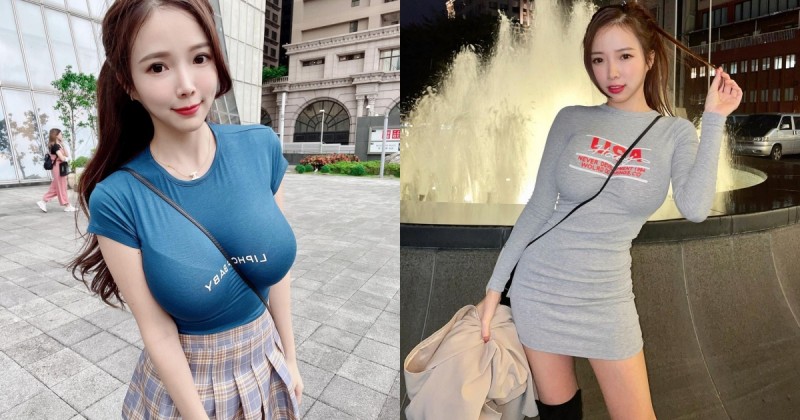超邪惡背帶出沒！「飽滿雙峰」中路深深凹陷，童顏巨乳的威力太兇猛了啦～