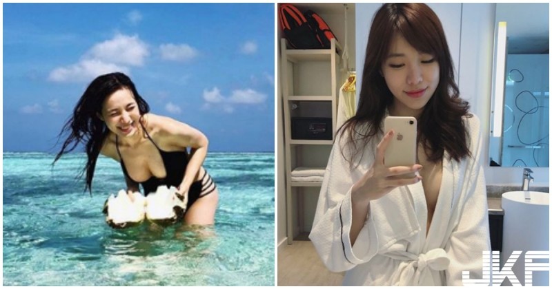 氣質女神「浮潛撿到大海螺」！彎腰的「傲人美乳畫面」，大小不輸給貝殼啊！
